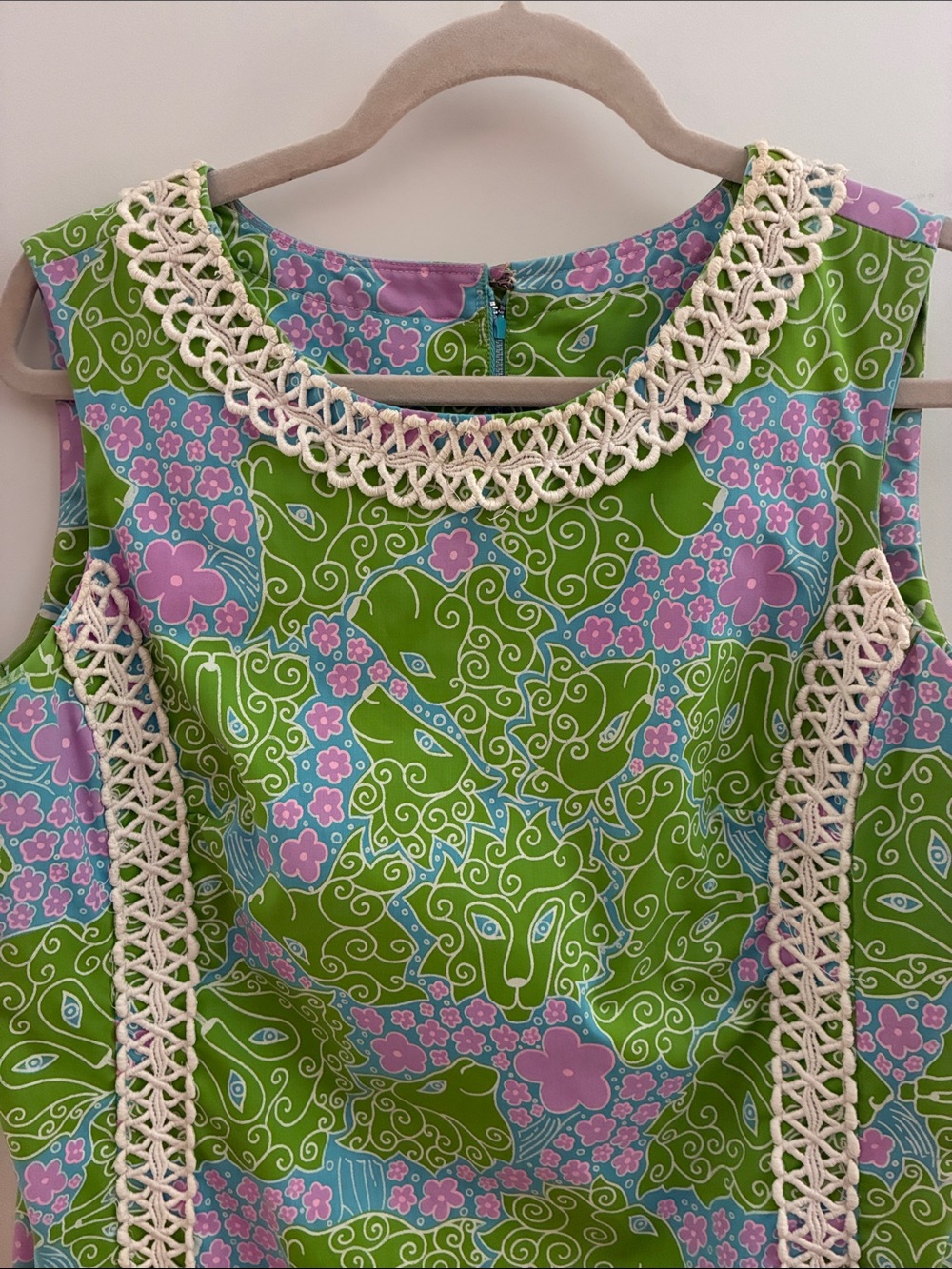 Vintage 1960 Lilly Pulitzer Sleeveless Green Shift Dress 12 - Picture 3 of 16